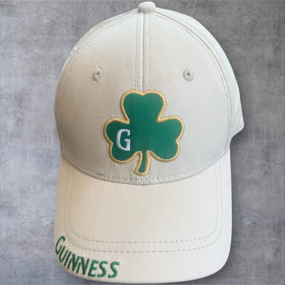 Guinness Baseball Cap Men's Tan Shamrock Embroidered Flex Fit Hat Ireland